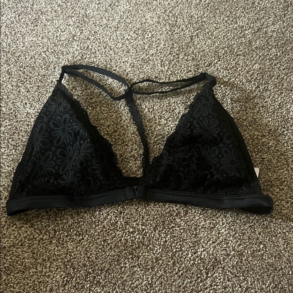 Victoria's Secret Black Floral Lace Bralette